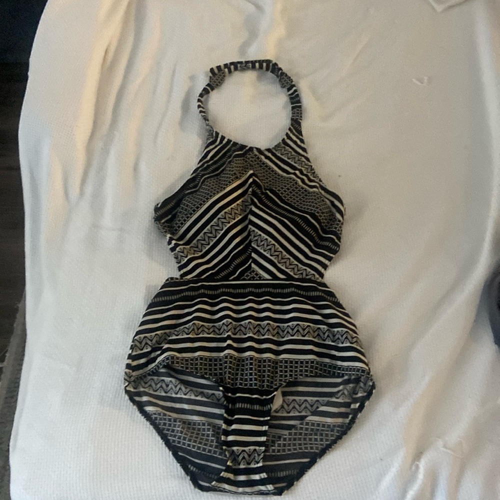 Black and White patterned one piece swimsuit